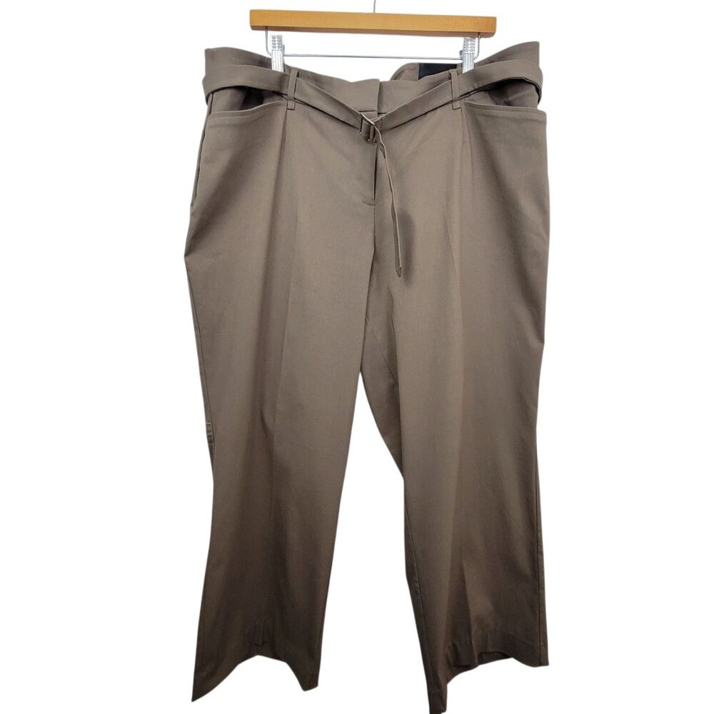 Lane Bryant Brown Cropped Pants With Belt Size 22